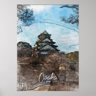 Poster Croquis du château d'Osaka