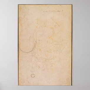 Poster Croquis d'une figure avec la signature de l'artist