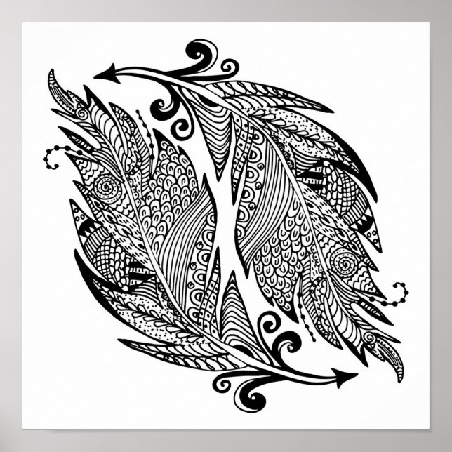 Poster Croquis Inspiré Des Plumes 2 (Devant)