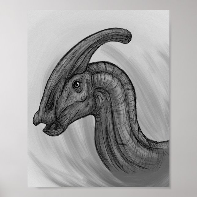 Poster Croquis Parasaurolophus (Devant)