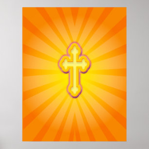 POSTER CROSS AND SUN RAYS