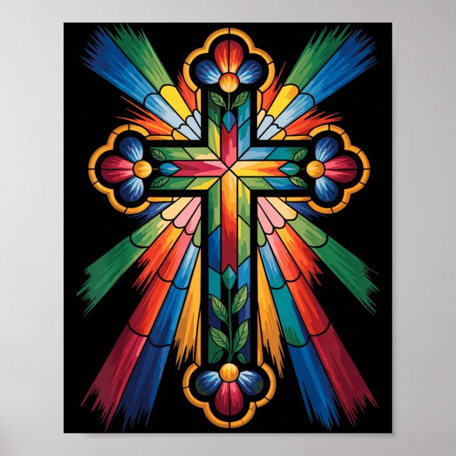 Poster Cross Colorful Christian Religous  (Devant)