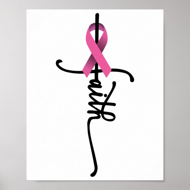 Poster Cross Warrior Survivor Pink Ribbon Cancer du sein (Devant)