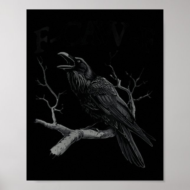 Poster Crow Noir Femme, F-caw-f Funny Black Bird Col V (Devant)