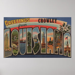 Poster Crowley, Louisiane - Scènes de grandes lettres
