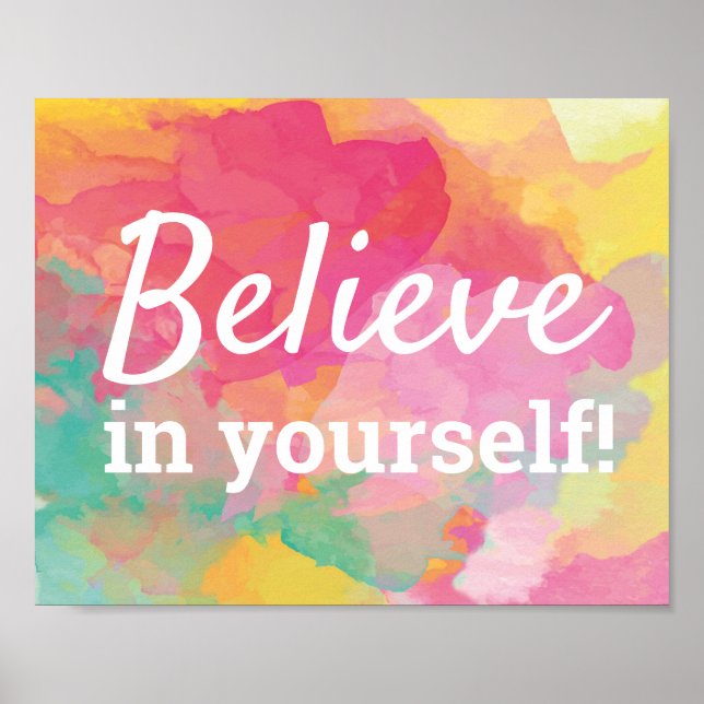 Poster Croyez en vous-même Motivational Quote Aquarelle (Devant)