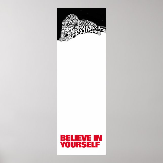 Poster Croyez en vous noir blanc Leopard Pop Art (Devant)