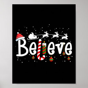 Poster Croyez le Sucre de canne du Père Noël Reindeer