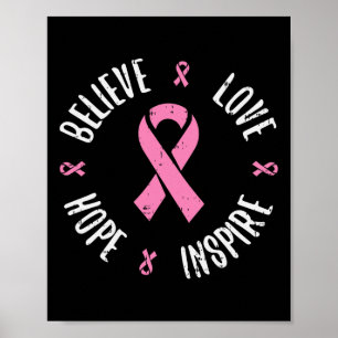 Poster Croyez Love Hope Pink Ribbon Cancer du sein primé