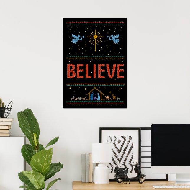 Poster CROYEZ VRAIMENT Chandail de Noël chrétien Jésus Di (Bureau à domicile)