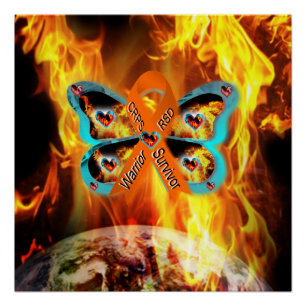 Poster CRPS RSD Guerrier Survior Ruban Papillon Terre