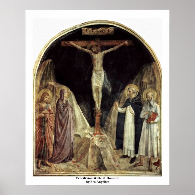 Poster Crucifixion Avec Saint Dominique Par Fra Angelico (Devant)