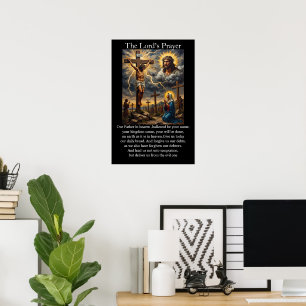 Poster Crucifixion du Notre Père Radiant Halos Calvaire
