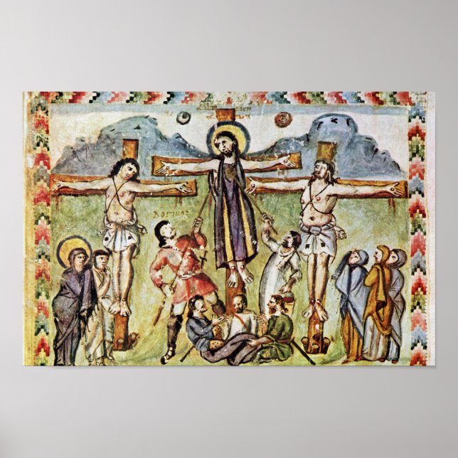 Poster Crucifixion Par Meister Des Rabula-Evangeliums (Be (Devant)