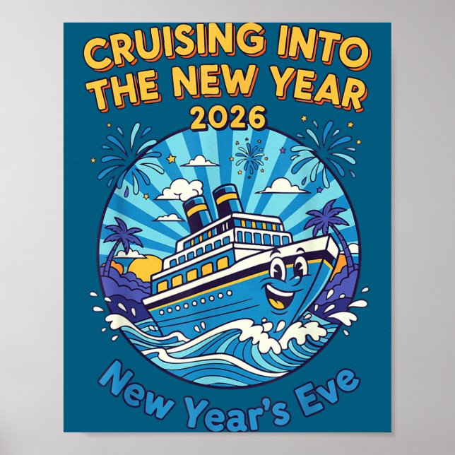Poster Cruising Into The New Year 2026 Fun New Year's Eve (Devant)