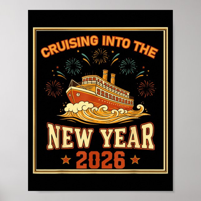 Poster Cruising Into The New Year 2026 Voyage Fireworks  (Devant)