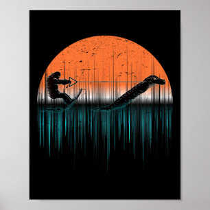 Poster Cryptide Ski aquatique Monstre du Loch Ness Drôle