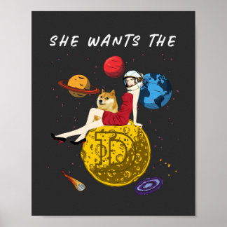 Poster Cryptomonnaie Elle Veut Dogecoin Doge Crypto