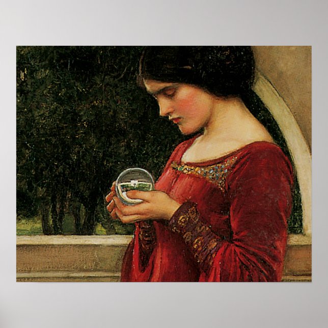 Poster Crystal Ball Woman Waterhouse Peinture (Devant)