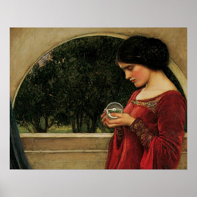 Poster Crystal Ball Woman Waterhouse Peinture (Devant)