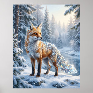 Poster Crystal Fox Pins d'hiver