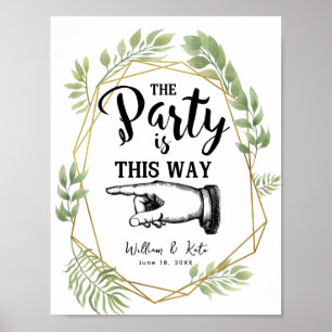 Poster crystal greenery foliage this WAY FINGER POINTING