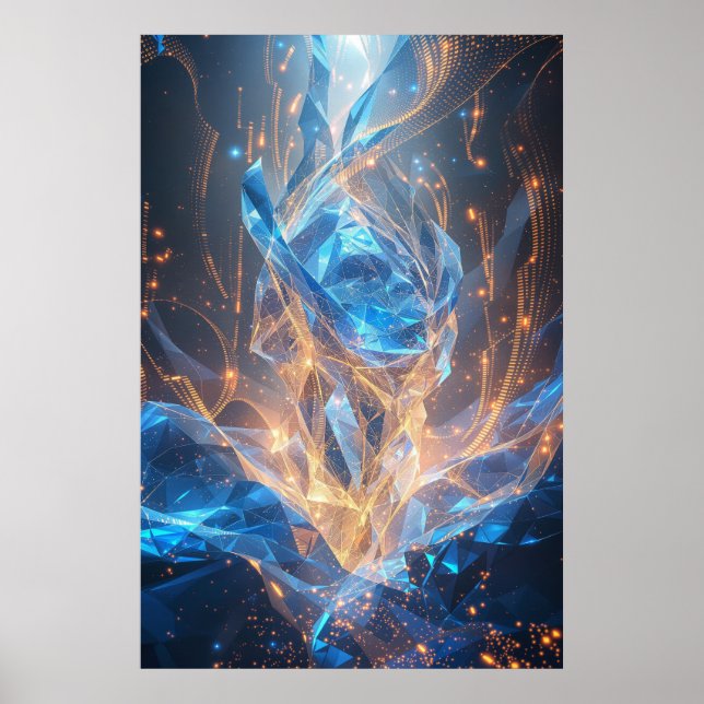 Poster Crystalline Ascension: Digital Dreams Taking Fligh (Devant)