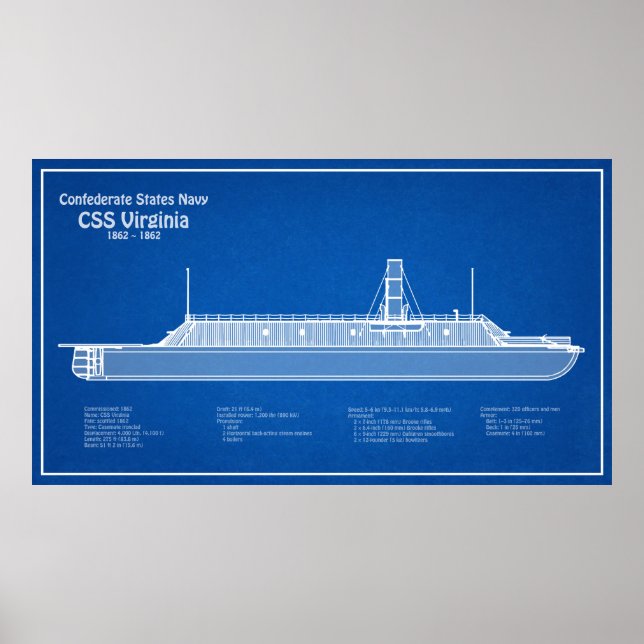Poster CSS Virginie - Plan de plan des navires ABD (Devant)