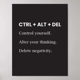 Poster Ctrl Alt Del Citation inspirante de motivation