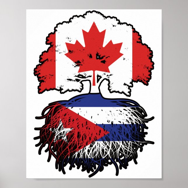 Poster Cuba Drapeau canadien cubain des racines de l'arbr (Devant)