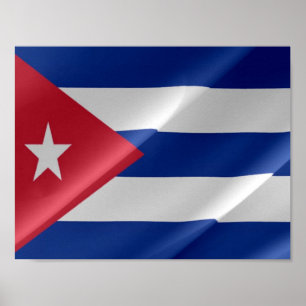 Poster Cuba - Drapeau d'agitation -