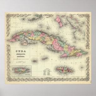 Poster Cuba, Jamaïque Et Porto Rico