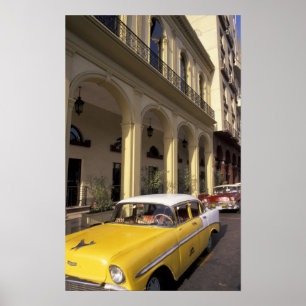Poster Cuba, La Havane. Chevys colorés des années 1950