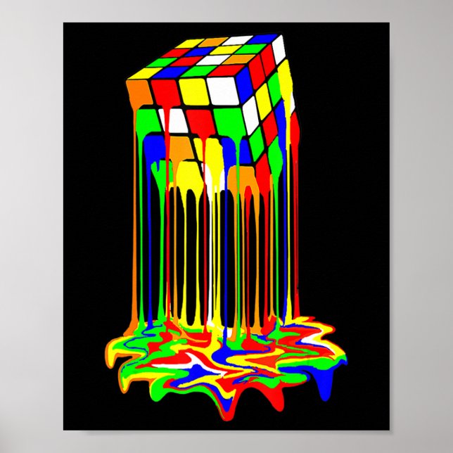 Poster cube coloré impressionnant graphique (Devant)