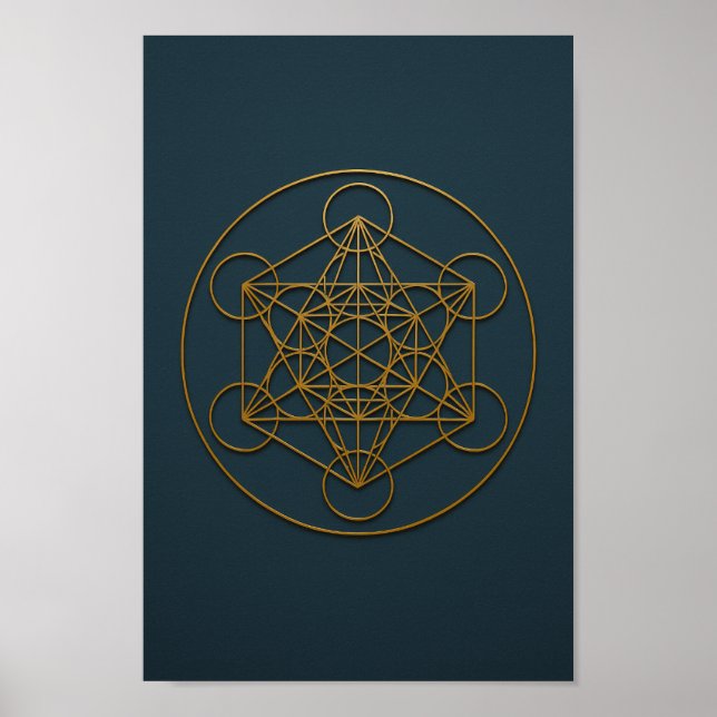 Poster Cube de Metatron Bleu & Bronze (Devant)