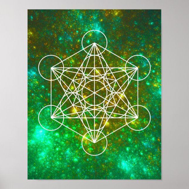 Poster Cube de Metatron, Géométrie Sacrée, Symbole Spirit (Devant)
