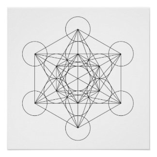 Poster Cube de Metatron noir et blanc