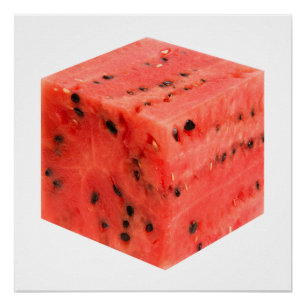 Poster Cube d'origine frais de pastèque rouge sucrée