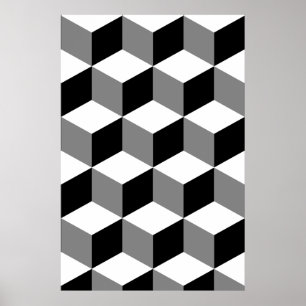 Poster Cube Motif noir blanc et gris