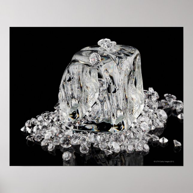 Poster Cubes de glace fondus dans des diamants (Devant)