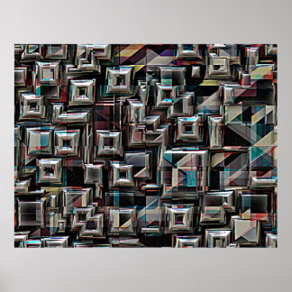 Poster Cubes géométriques en mouvement