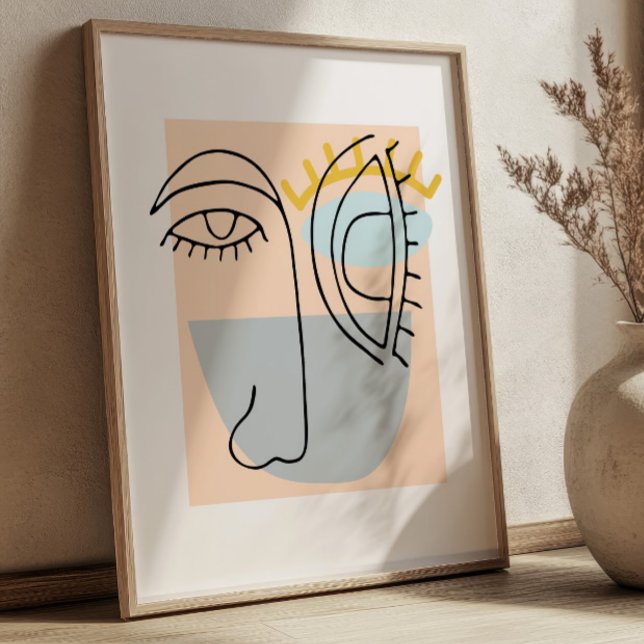 Poster Cubic Line Art Face Illustration Minimalist BOHO (Créateur téléchargé)