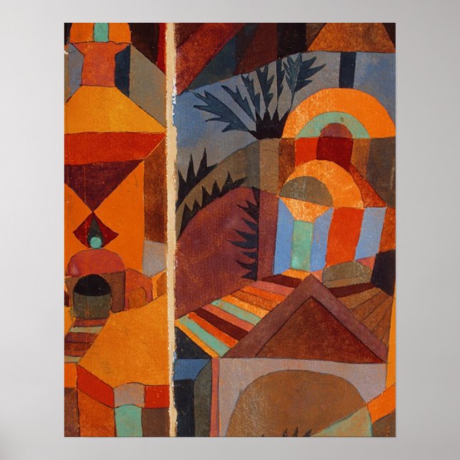 Poster Cubisme Abstrait coloré Klee Art moderne (Devant)