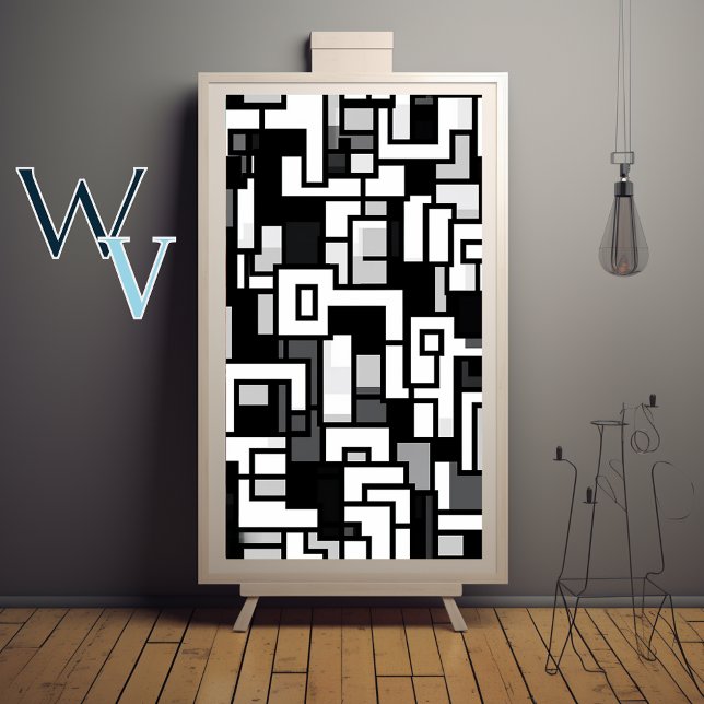 Poster Cubisme Art noir et blanc (Créateur téléchargé)