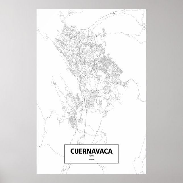 Poster Cuernavaca, Mexique (noir sur blanc) (Devant)