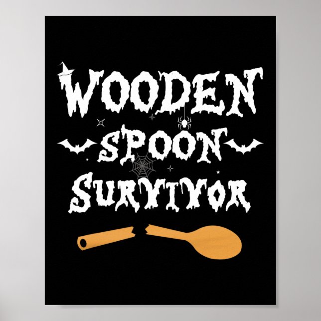 Poster Cuillère en bois Survivant Drôle Costume Halloween (Devant)