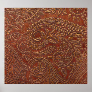 Poster Cuir Brown, motifs floraux à outils.