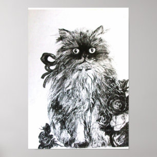 Poster CUISINE AVEC ROSES, noir et blanc