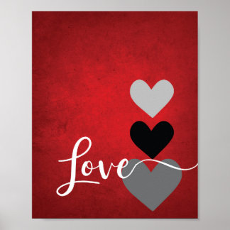 Poster Cuisine blanche gris rouge Citation LOVE Wall Art