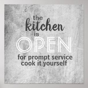 Poster cuisine citation humoristique mur art sur gris